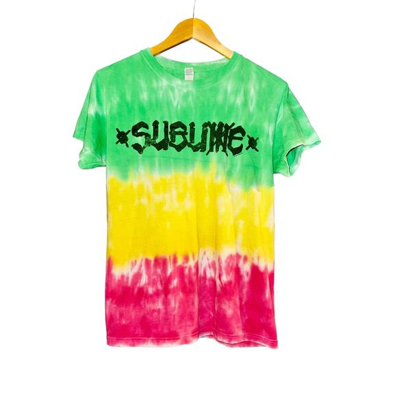 M&O Gold Tops - Sublime Tie Dye T Shirt Womens Small Reggae 2019 Band Rare Neon Festival Rainbow